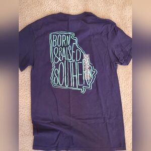 Born and raised southern navy blue graphic t-shirt. Women's size small